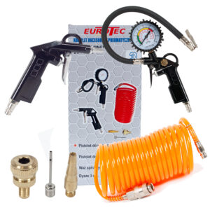 NARZĘDZIA PNEUMATYCZNE DO KOMPRESORA ZESTAW PISTOLET WĄŻ 6 EL. EUROTEC